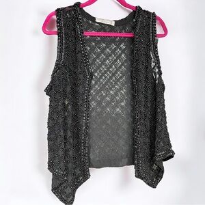 Vintage ~ Gorgeous Adrianna Papell Beaded Vest (black, sheer)